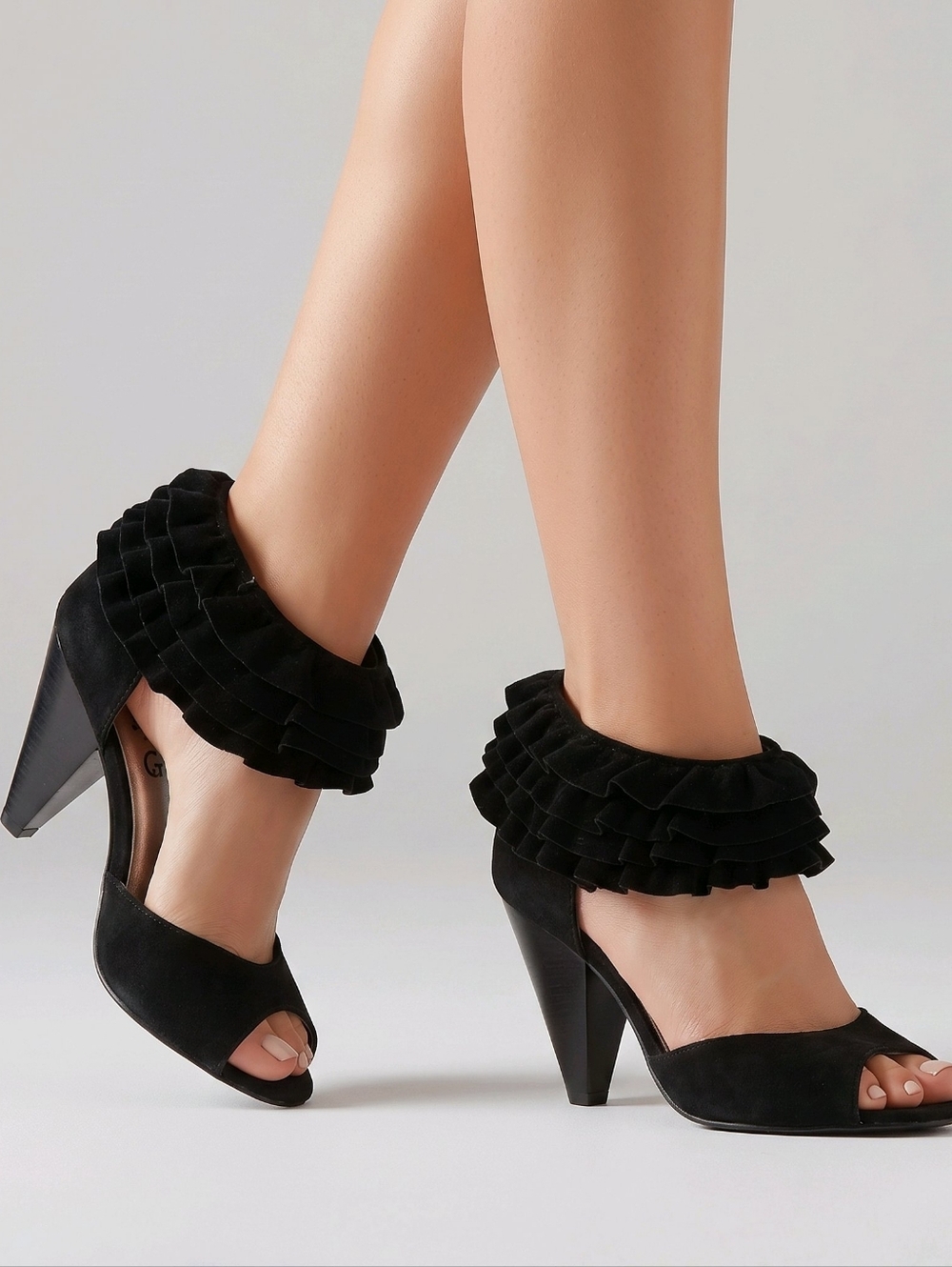 Qupid Ruffled Ankle Shoes